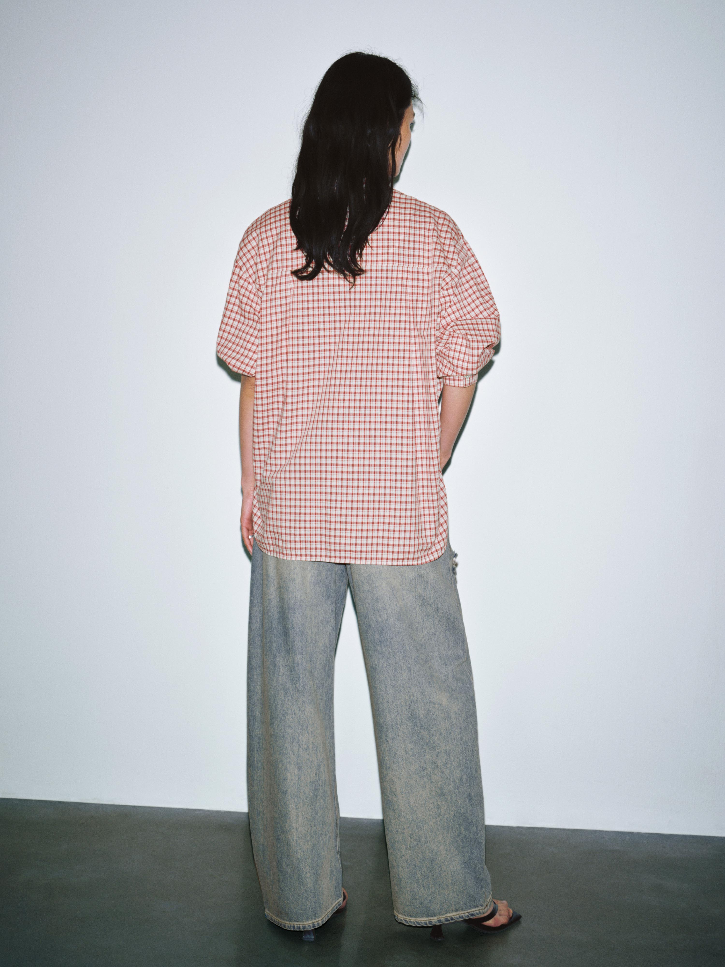 Patchwork Raw Detail Barrel Leg Jeans