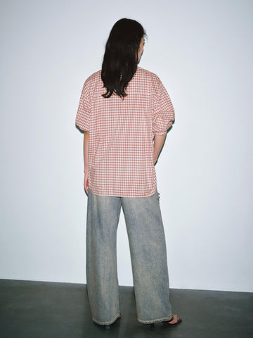 Patchwork Raw Detail Barrel Leg Jeans