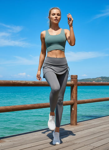 Square Neck High-Impact Sports Bra-Multicolor