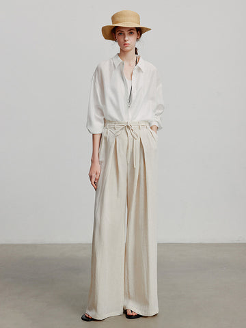 High Waisted Pleated Wide Leg Pants