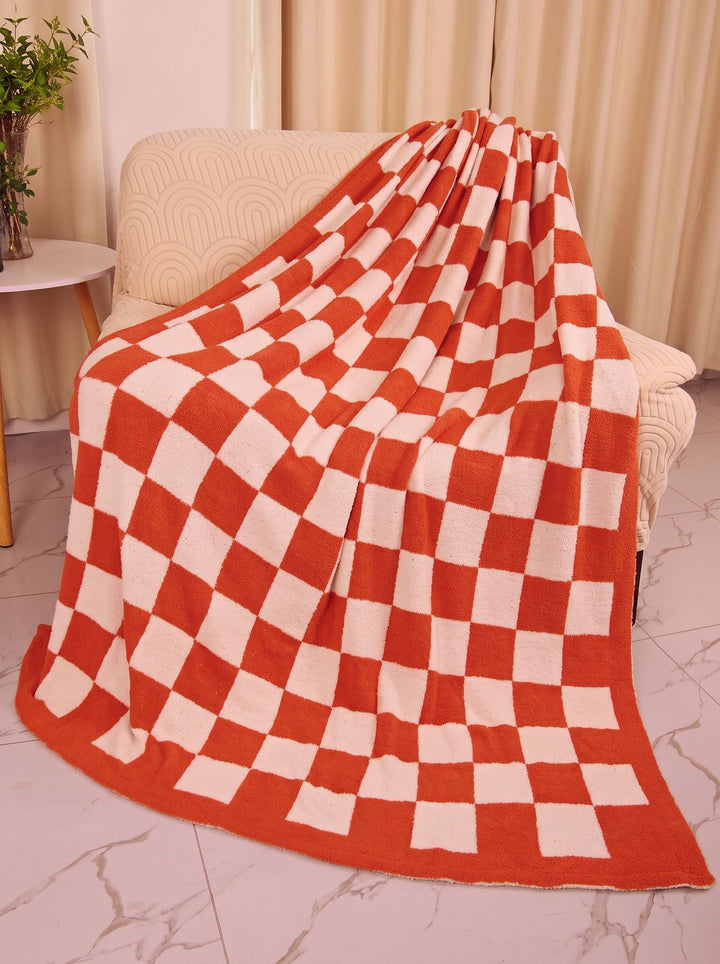 Plush Soft Checkerboard Pattern Throw Blanket