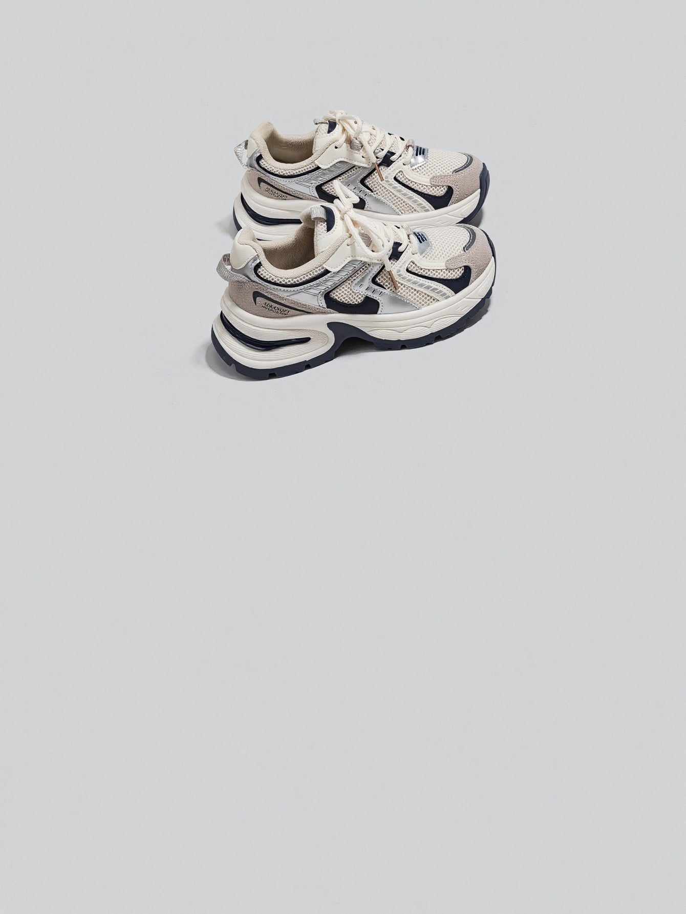 Chunky Sole Breathable Mesh Retro Sneakers-Milan Beige