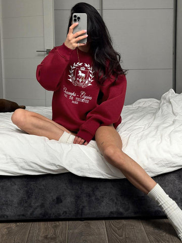 Oversized Graphic Printed Crewneck Sweatshirt