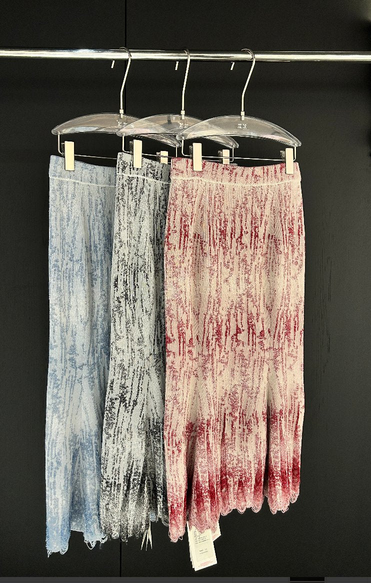 Textured High Waist Knit Midi Skirt