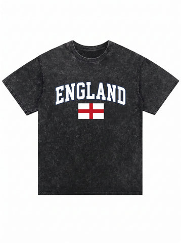World Cup 2026 Acid Wash England Graphic  T-Shirt