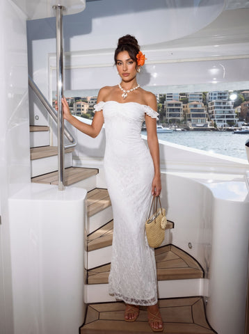 Elegant Off Shoulder Lace Maxi Dress