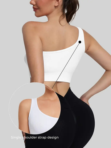 Seamless One Shoulder Ribbed Yoga Tank