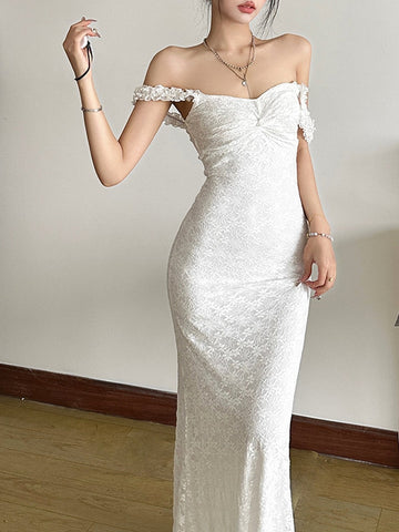 Elegant Off Shoulder Lace Maxi Dress