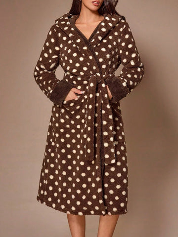 Cozy Plush Polka Dot Bathrobe