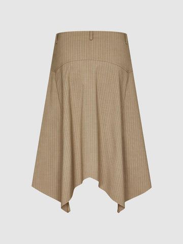 Urban Revivo Irregular Hem A-Line Skirts-Lightu00A0 Khaki Stripes
