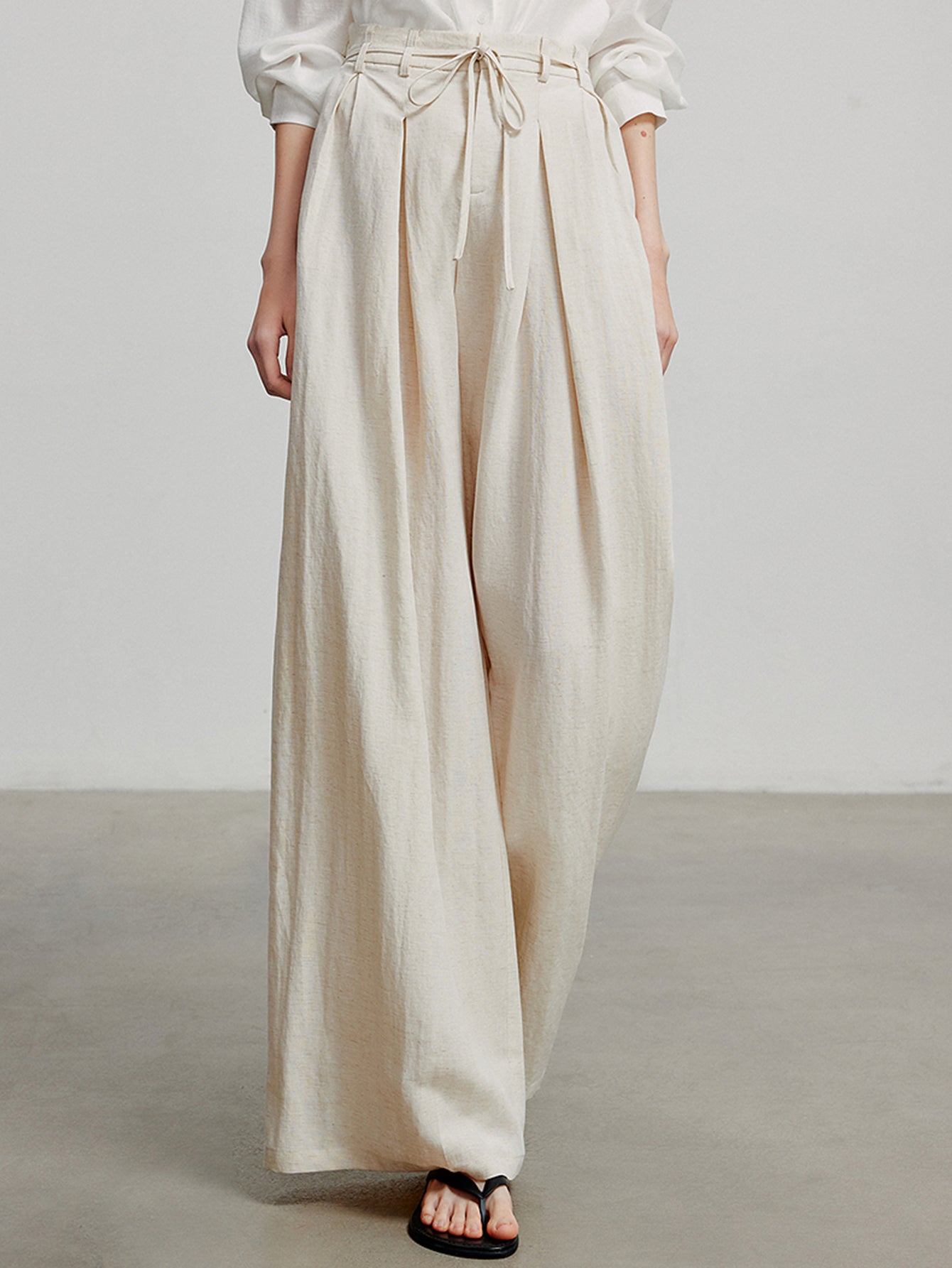 High Waisted Pleated Wide Leg Pants