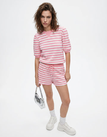 Striped Cropped Short Set