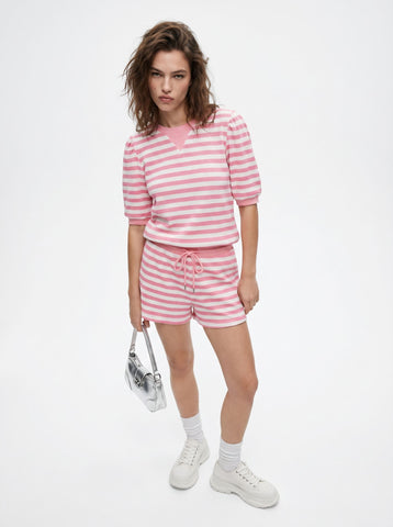Striped Cropped Short Set