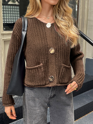 Chunky Button Front Knit Cardigan