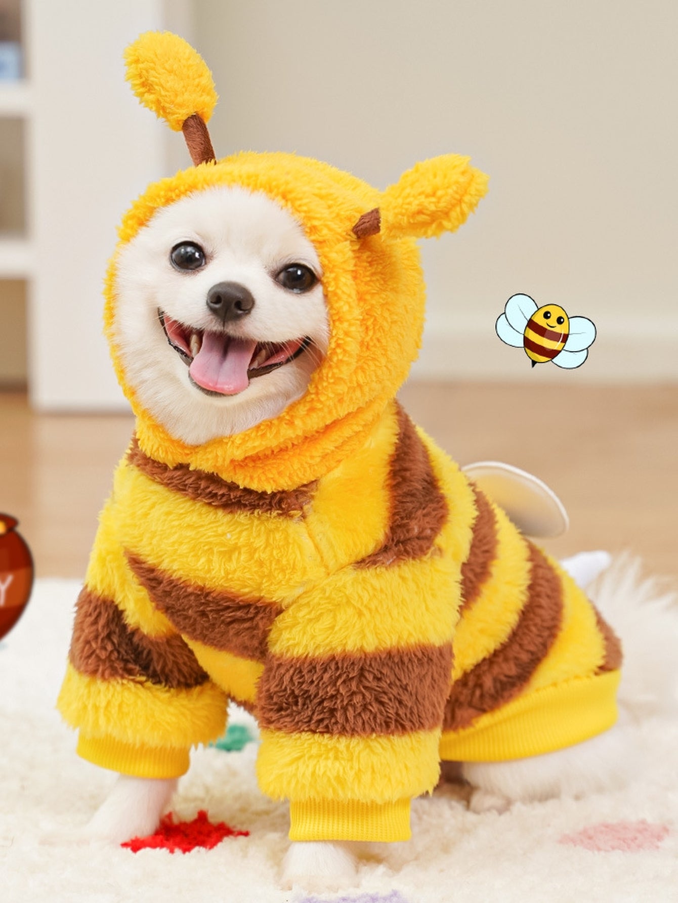 Cozy Fuzzy Bumblebee Dog Hoodie