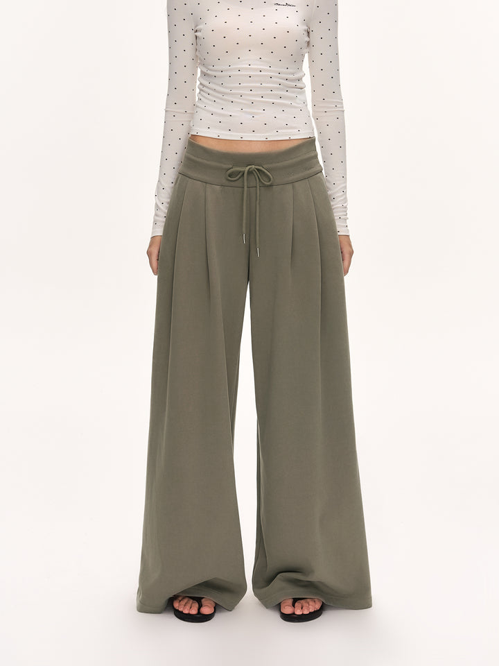 Low Rise Drawstring Wide Leg Pants