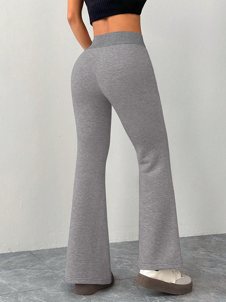 High Waisted Drawstring Flare Lounge Pants