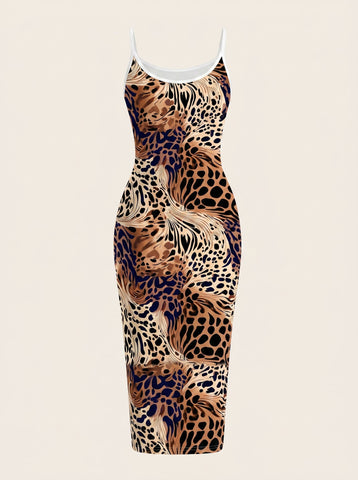 CAPRI Floral Print Sleeveless Bodycon Midi Dress
