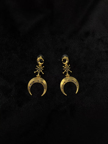 Celestial Gold Crescent Moon Earrings