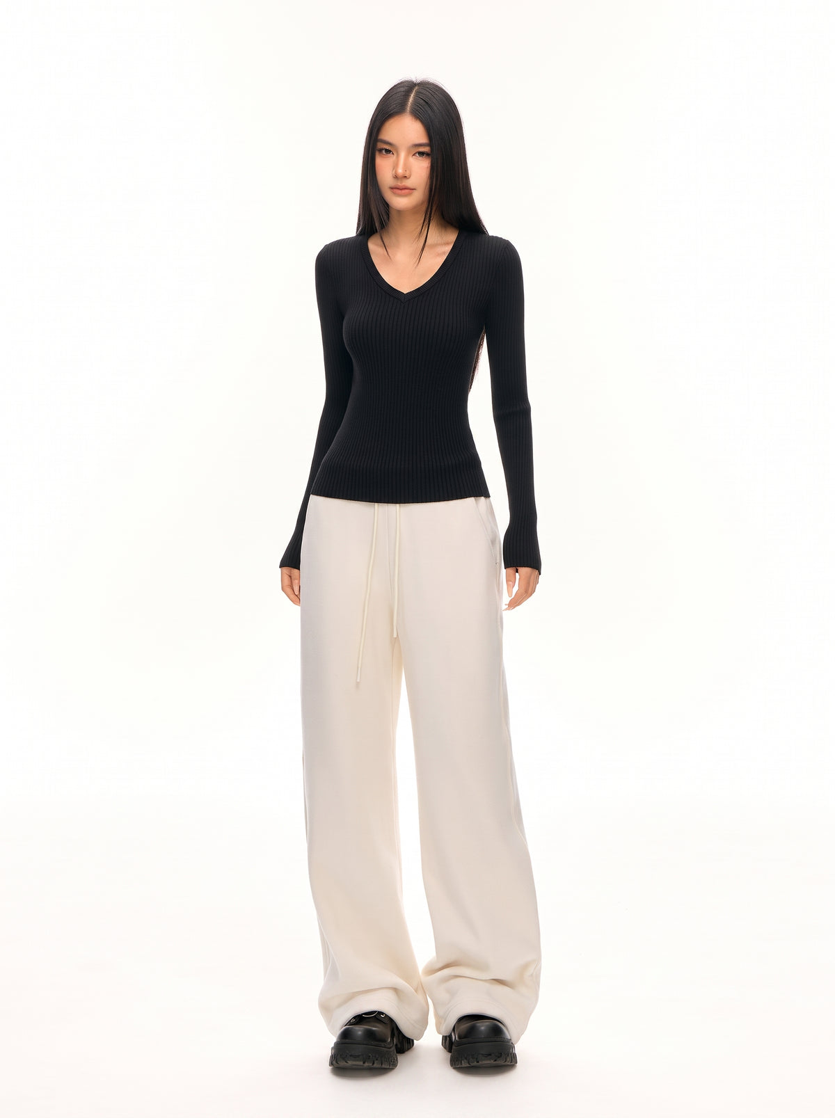 High Waisted Fleece Wide Leg Pants