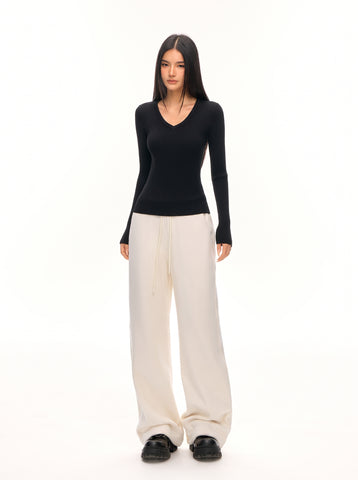 High Waisted Fleece Wide Leg Pants
