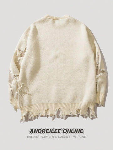 Distressed Grunge Skull Graphic Sweater
