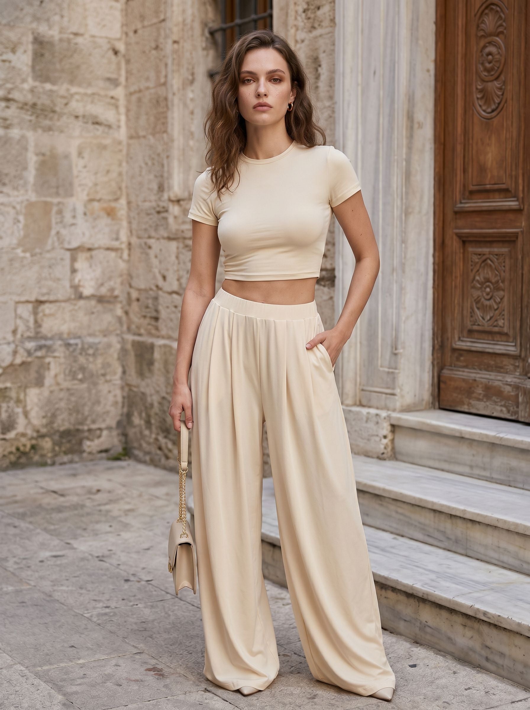Casual Chic Crop Top Pant Set