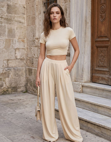 Casual Chic Crop Top Pant Set