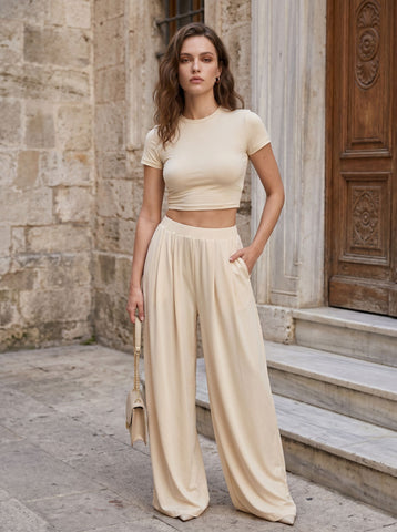 Casual Chic Crop Top Pant Set