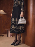 Elegant Embroidered Bow A Line Skirt