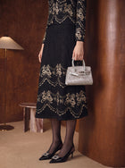 Elegant Embroidered Bow A Line Skirt