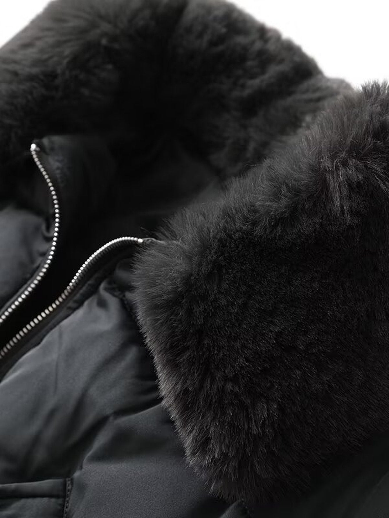 Faux Fur Collar Cropped Puffer Jacket