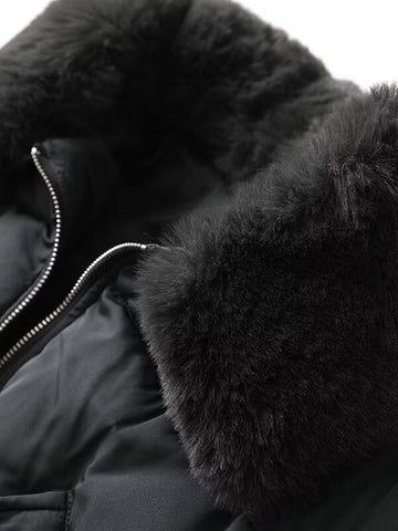 Faux Fur Collar Cropped Puffer Jacket