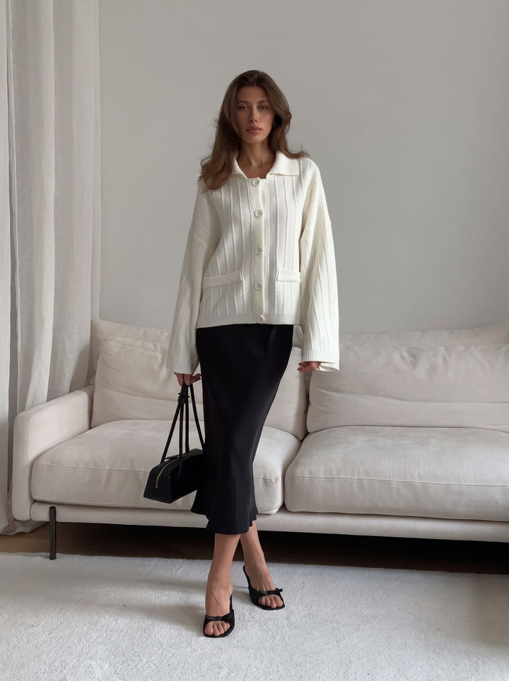 Oversized Ribbed Knit Button Up Cardigan