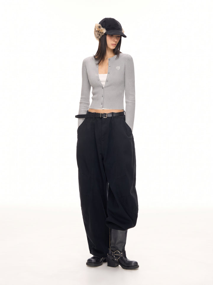Slim Fit Ribbed Knit Cardigan