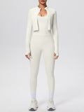 Seamless Ribbed Zip Up Workout Set