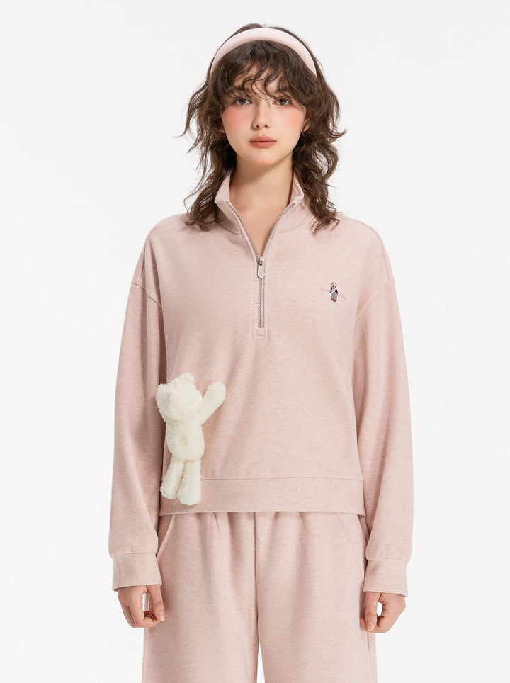 Cute Pink Quarter Zip Sweatshirt