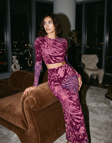 Abstract Tiger Print Skirt Set