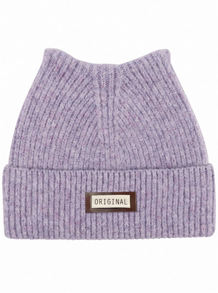 Cute Cat Ear Ribbed Knit Beanie