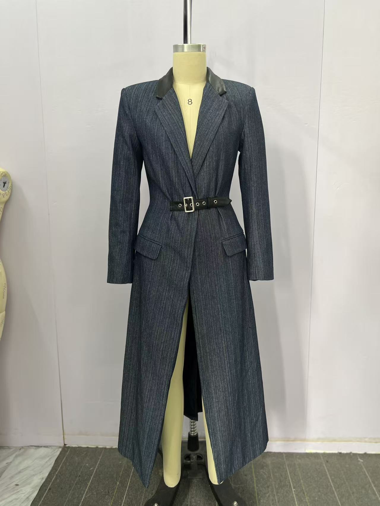 Tailored Belted Denim Trench Coat