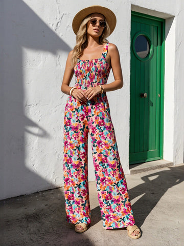 Multicolor Floral Wide Leg Jumpsuit