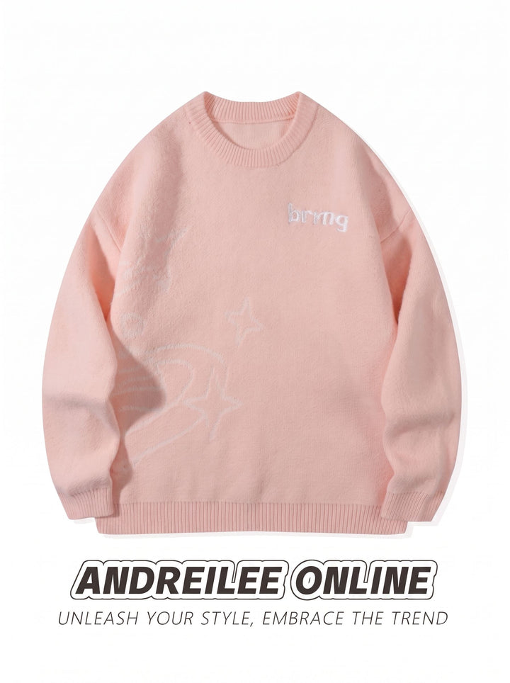 Oversized Graphic Planet Knit Sweater