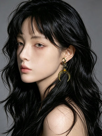 Celestial Gold Crescent Moon Earrings