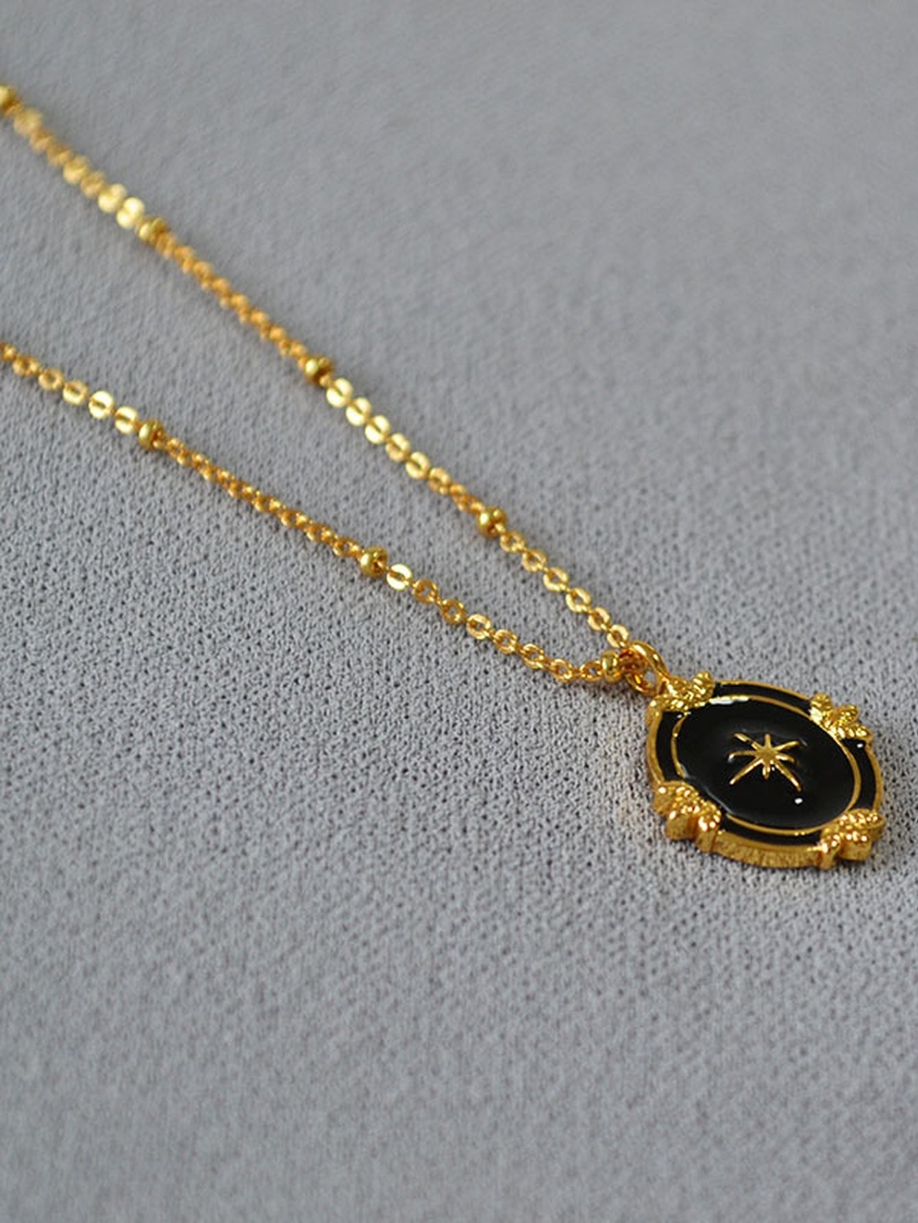 Dainty Gold Enamel Starburst Necklace