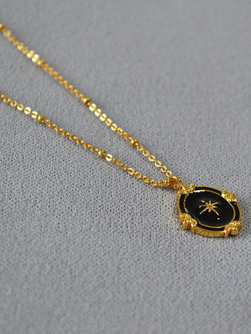 Dainty Gold Enamel Starburst Necklace