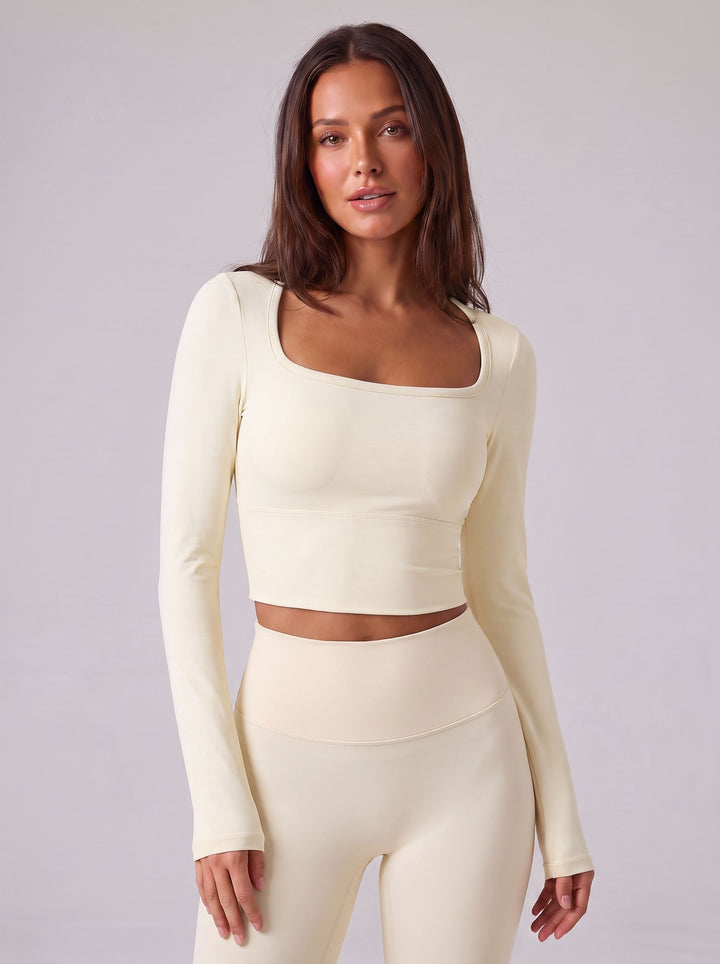Open Back Ruched Long Sleeve Tee