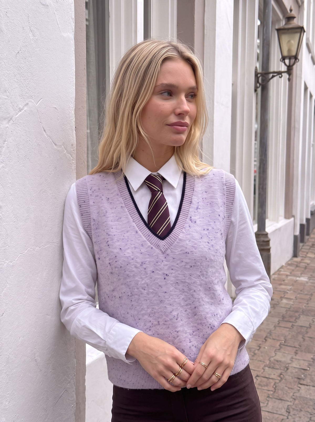Speckled V Neck Knit Sweater Vest
