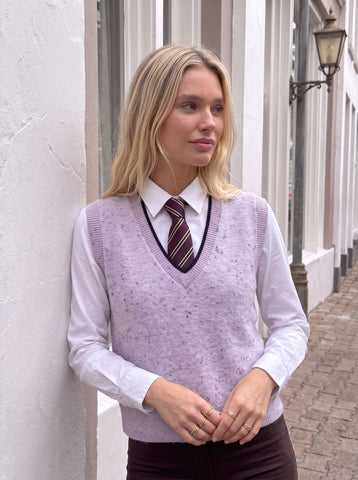 Speckled V Neck Knit Sweater Vest