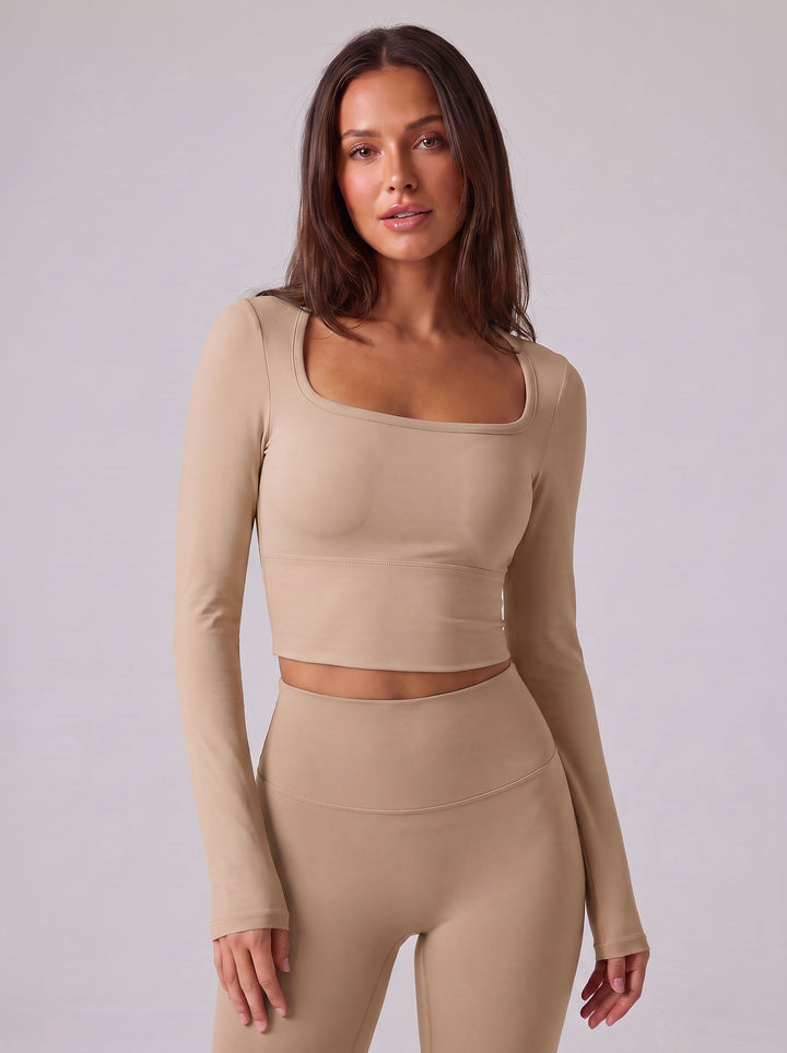 Open Back Ruched Long Sleeve Tee