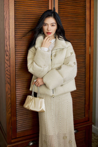 Embellished Knit Puffer Jacket